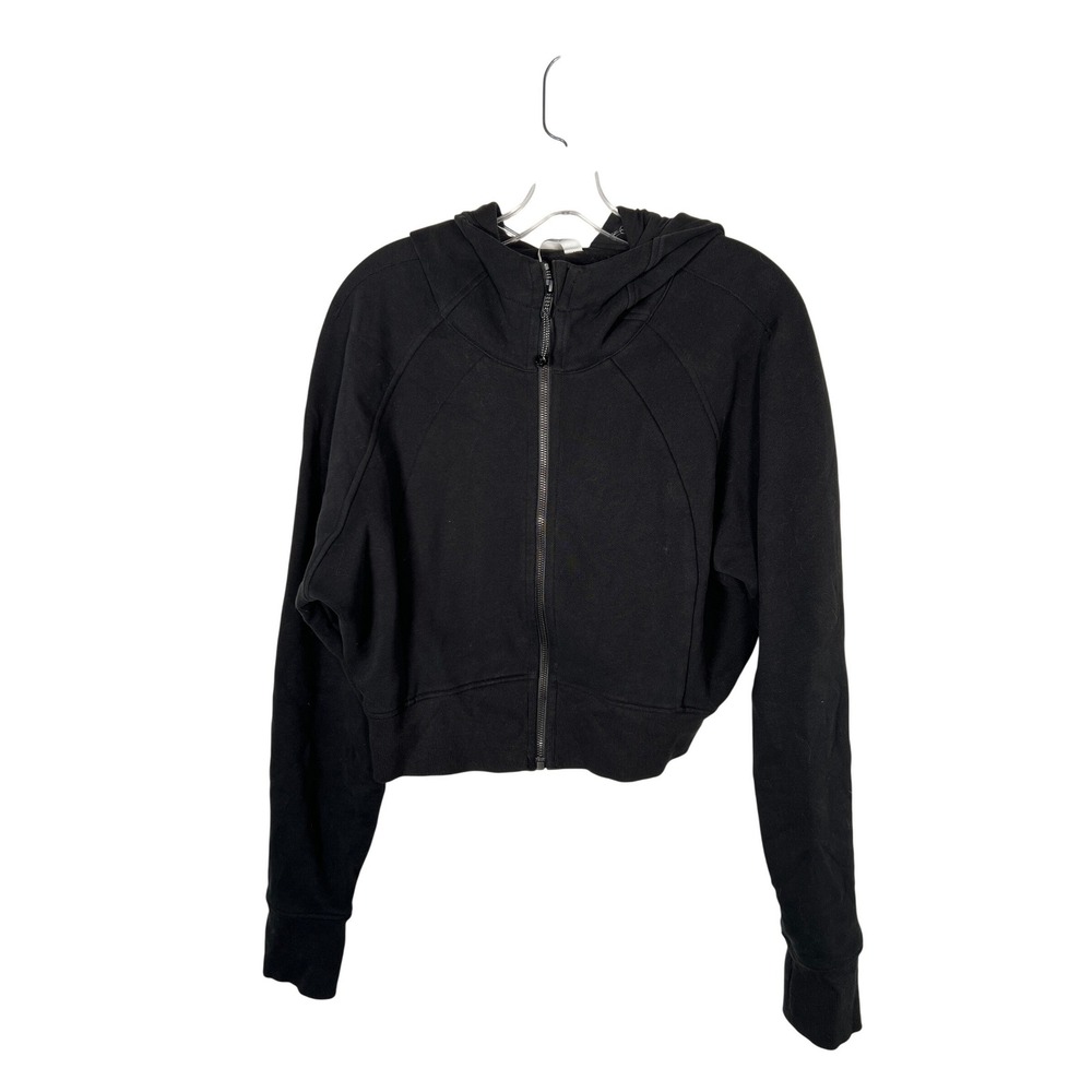 Lululemon Scuba Oversized Full Zip Hoodie Black Cropped Athletic Sweatshirt 14